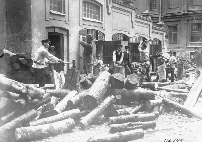Framed Print : Russians Cutting Logs for Mill Framed Print : Russians Cutting Logs for Mill