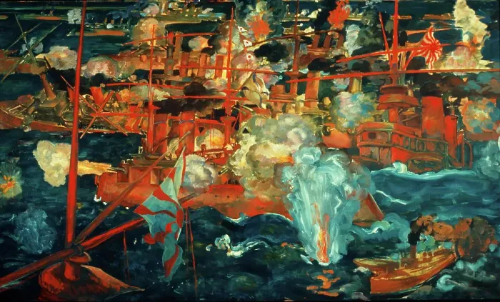 Framed Print : Russo-Japanese Sea Battle, c. 1918. Artist: Deusser, August (1870-1942) Framed Print : Russo-Japanese Sea Battle, c. 1918. Artist: Deusser, August (1870-1942)