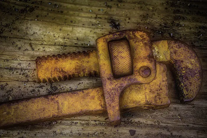 Framed Print : Rusty Pipe Wrench Framed Print : Rusty Pipe Wrench