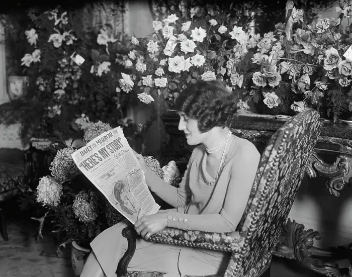 Framed Print : Ruth Elder Reading Newspaper Framed Print : Ruth Elder Reading Newspaper