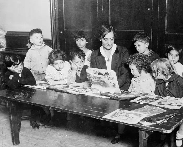 Framed Print : Ruth McCormick Visiting Children Framed Print : Ruth McCormick Visiting Children