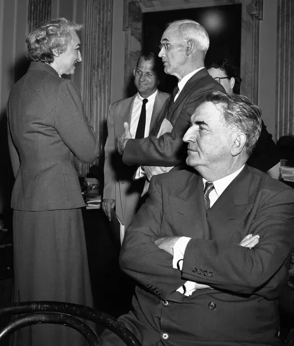 Framed Print : Ruth Watt. Mrs. Ruth Watt (left), Chief Clerk of McCarthy's investigations subcommittee Framed Print : Ruth Watt. Mrs. Ruth Watt (left), Chief Clerk of McCarthy's investigations subcommittee
