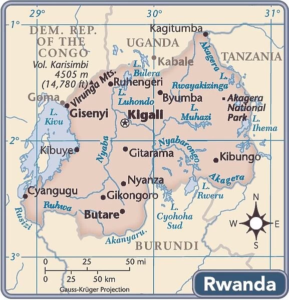 Rwanda country map