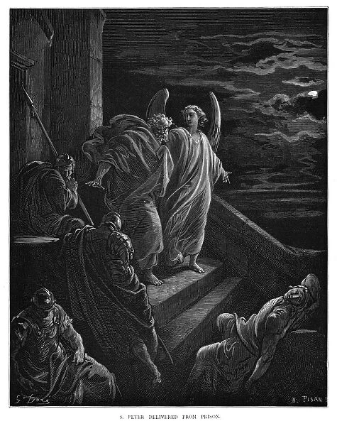 S. Peter delivered from prison engraving 1870