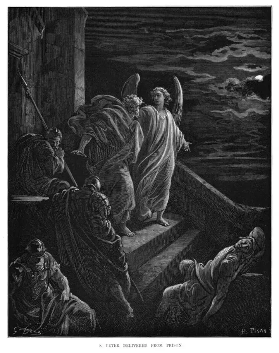 Framed Print : S. Peter delivered from prison engraving 1870 Framed Print : S. Peter delivered from prison engraving 1870