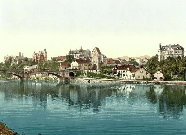 Saalfeld, Thuringia, Germany, Historic, digitally restored reproduction of a photochrome print from the 1890s