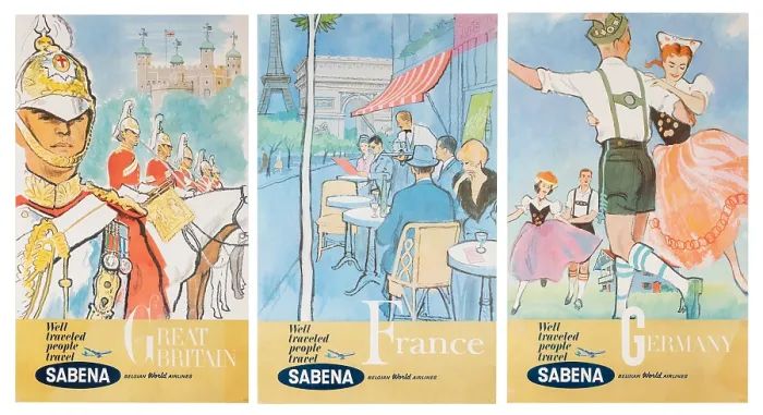 Framed Print : Sabena European Travel Posters Framed Print : Sabena European Travel Posters