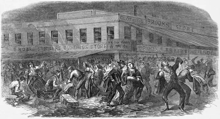 Framed Print : Sacking Brook's Clothing Store Newspaper Illustration Framed Print : Sacking Brook's Clothing Store Newspaper Illustration