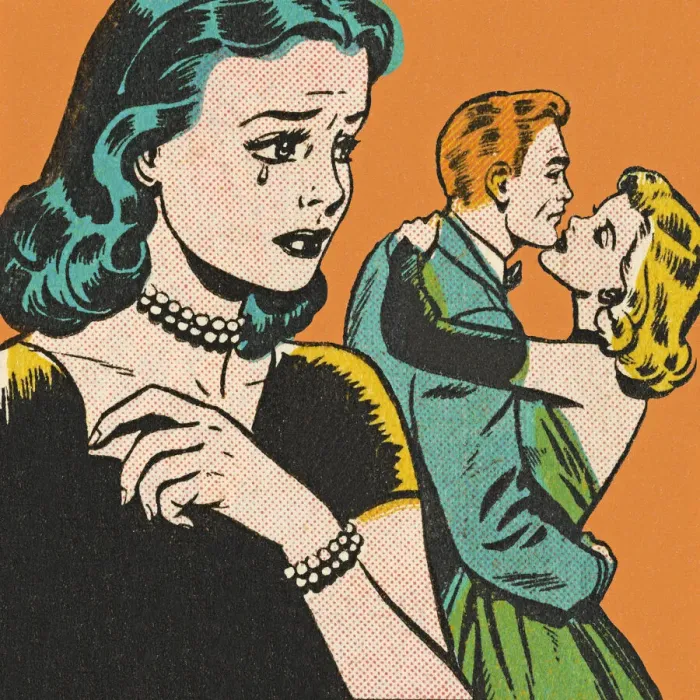Framed Print : Sad Woman Watching Couple Hugging Framed Print : Sad Woman Watching Couple Hugging