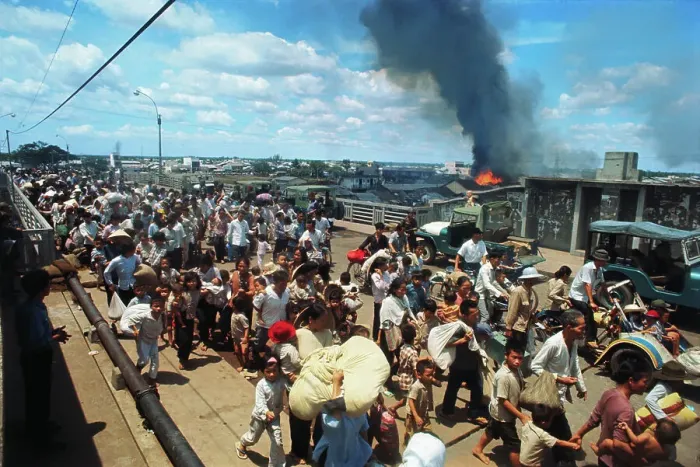 Framed Print : Saigon 1968: Refugees Fleeing Their Burning Homes
