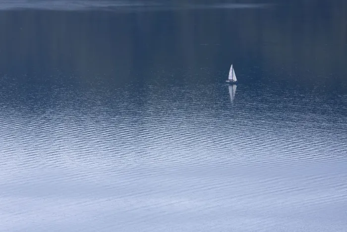 Framed Print : Sailboat on rippled water, Lake Constance, Baden-Wuerttemberg, Germany, Europe