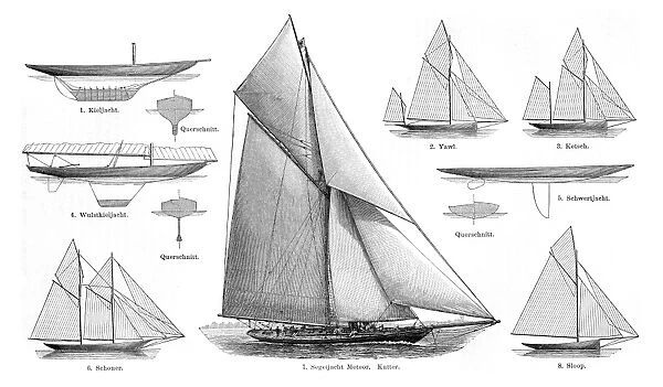 sailboats engraving 1895