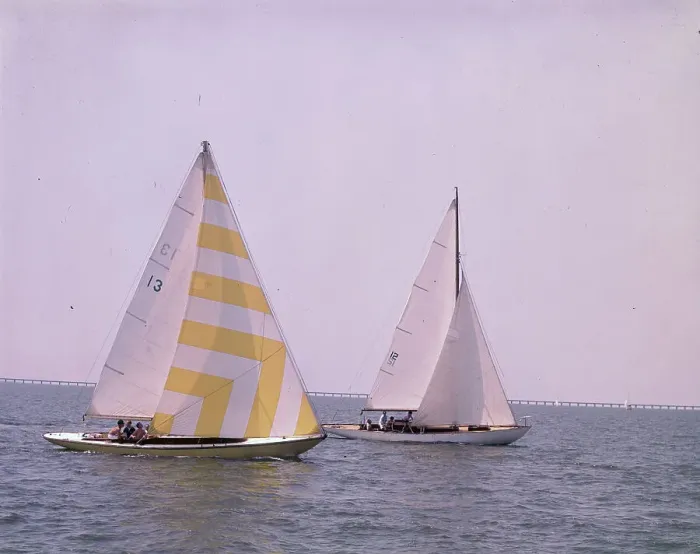 Framed Print : Two Sailboats Sailing on a Lake Framed Print : Two Sailboats Sailing on a Lake