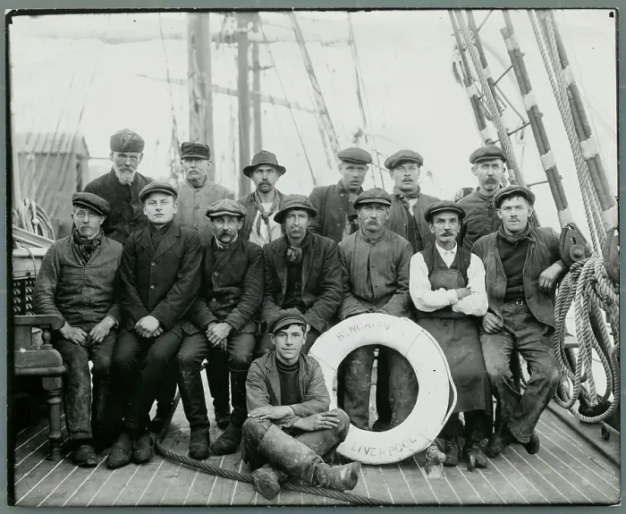 Framed Print : Sailing Crew Posing on Deck