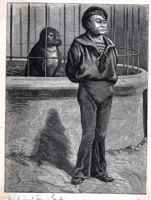 Framed Print : Sailor from HMS Seal Next to Actual Seal Framed Print : Sailor from HMS Seal Next to Actual Seal