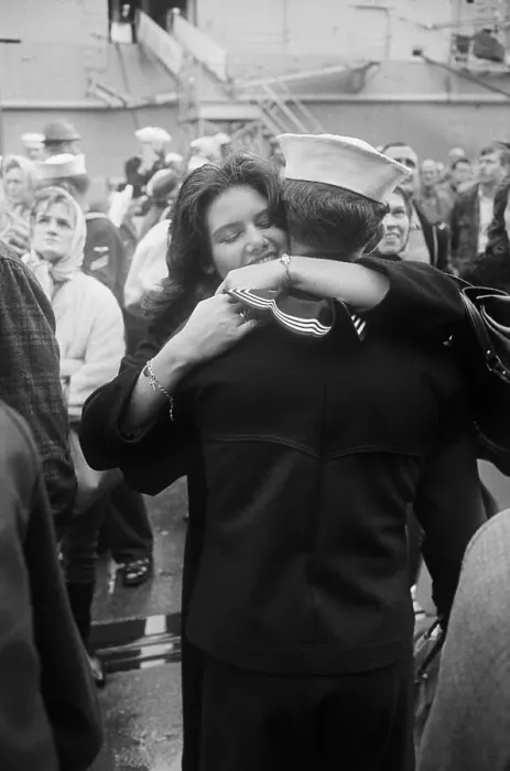 Framed Print : Sailor Hugging Wife During Homecoming Framed Print : Sailor Hugging Wife During Homecoming