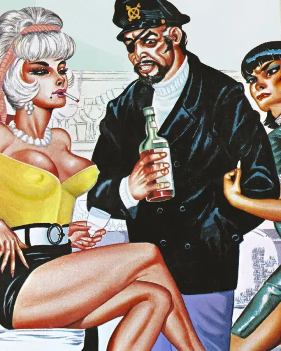 Framed Print : Sailor and Two Sexy Women Framed Print : Sailor and Two Sexy Women