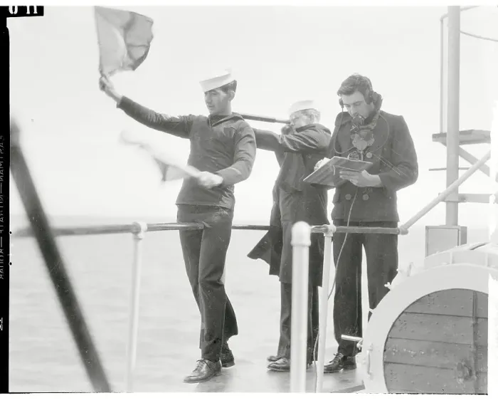 Framed Print : Sailor Signaling with Flags Framed Print : Sailor Signaling with Flags