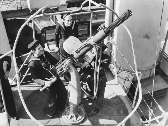 Framed Print : Sailors with Antiaircraft Gun Framed Print : Sailors with Antiaircraft Gun