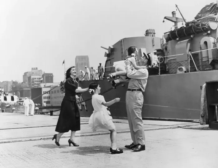 Framed Print : Sailor's Homecoming in World War II Framed Print : Sailor's Homecoming in World War II