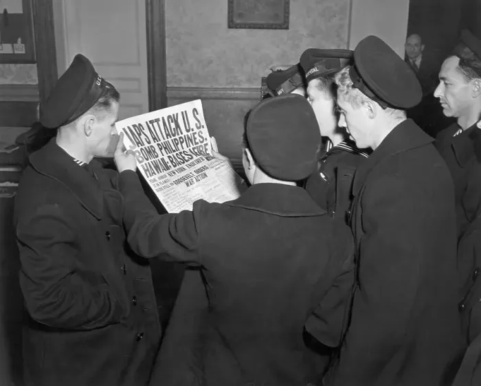 Framed Print : Sailors Reading Pearl Harbor Headline Framed Print : Sailors Reading Pearl Harbor Headline