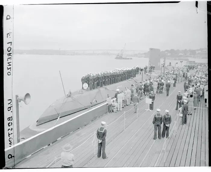 Framed Print : Sailors Standing on a Submarine Framed Print : Sailors Standing on a Submarine