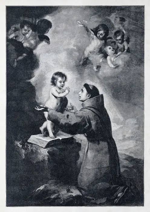 Framed Print : Saint Anthony of Padua with the Infant Jesus illustration 1899 Framed Print : Saint Anthony of Padua with the Infant Jesus illustration 1899