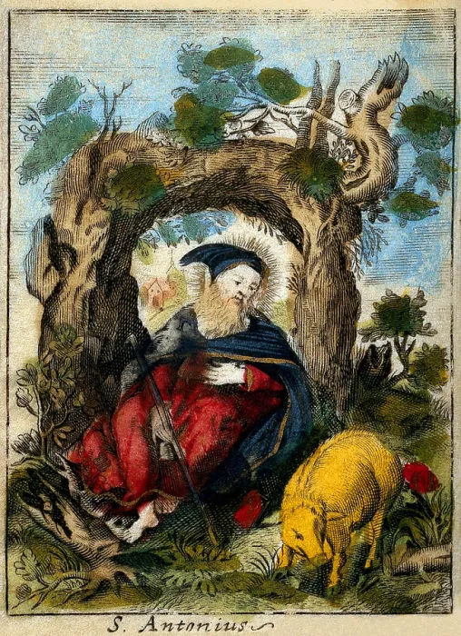 Framed Print : Saint Antony Abbot with a pig Framed Print : Saint Antony Abbot with a pig