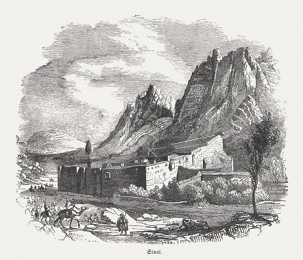 Saint Catherines Monastery, Sinai, Egypt, wood engraving, published in 1855