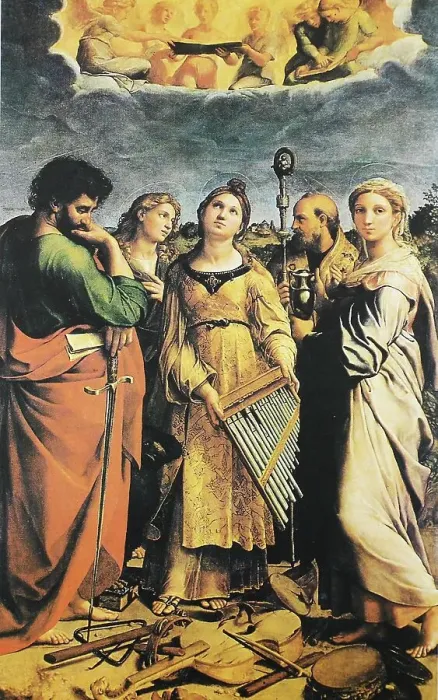 Framed Print : Saint Cecilia, by Raffaello Sanzio da Urbino, also Raffael da Urbino, Raffaello Santi, Raffaello Sanzio, Raphael, Italian painter, Italy, digitally restored reproduction of a work of art (public domain) from c. 1500 Framed Print : Saint Cecilia, by Raffaello Sanzio da Urbino, also Raffael da Urbino, Raffaello Santi, Raffaello Sanzio, Raphael, Italian painter, Italy, digitally restored reproduction of a work of art (public domain) from c. 1500