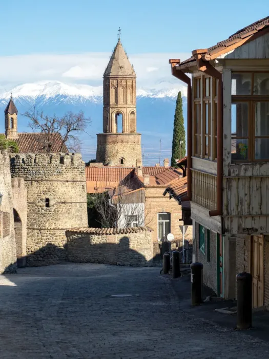 Framed Print : Saint George bell tower in Sighnaghi old town, Caucasus mountains, Georgia Framed Print : Saint George bell tower in Sighnaghi old town, Caucasus mountains, Georgia