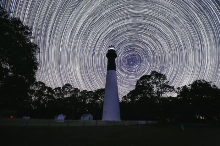 Framed Print : Saint Helena Light House Star Trails Framed Print : Saint Helena Light House Star Trails