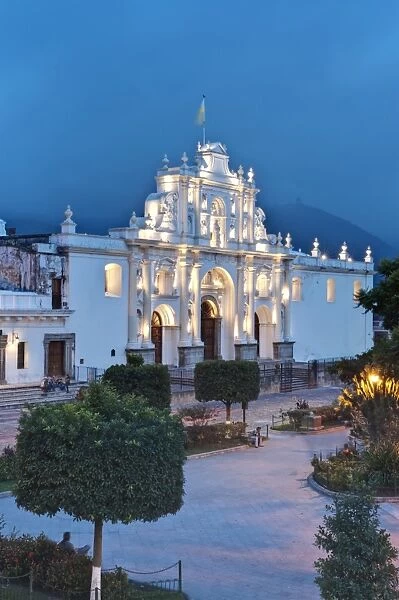 Saint Joseph Cathedral at dusk, Antigua Guatemala, Sacatepequez, Guatemala, Latin America
