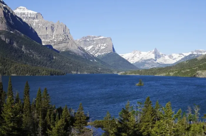 Framed Print : Saint Marys Glacier Lake, Little Chief Mountain, Fusillade Mountain, Glacier National Park, Rocky Mountains, Montana, USA Framed Print : Saint Marys Glacier Lake, Little Chief Mountain, Fusillade Mountain, Glacier National Park, Rocky Mountains, Montana, USA