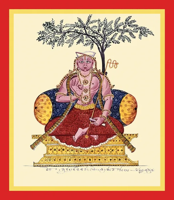 Framed Print : Saint seated on a throne in the shade of a tree Framed Print : Saint seated on a throne in the shade of a tree