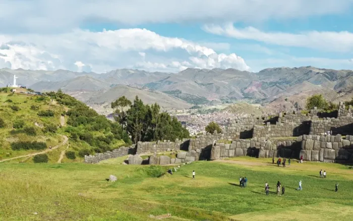 Framed Print : Saksaywaman citadel walls made with big stone blocks, and Cusco in the background Framed Print : Saksaywaman citadel walls made with big stone blocks, and Cusco in the background