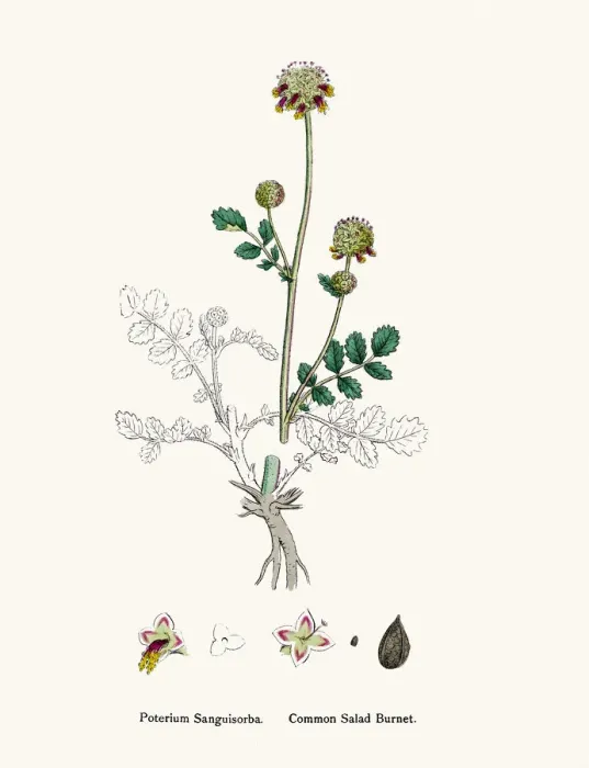 Framed Print : Salad Burnet edible plant 19th century illustration Framed Print : Salad Burnet edible plant 19th century illustration