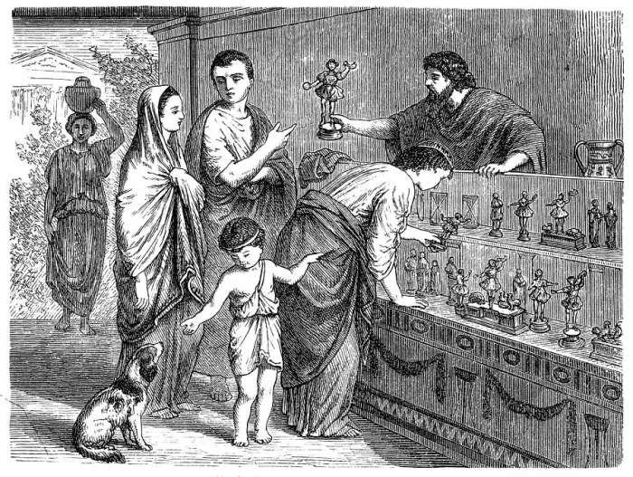Framed Print : Sale of statues in Roman shop Framed Print : Sale of statues in Roman shop
