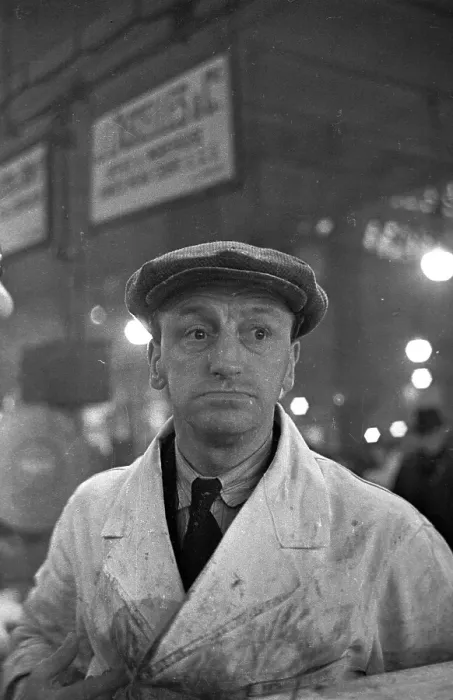 Framed Print : Salesman. 22nd April 1939: A salesman at Billingsgate fish market in London Framed Print : Salesman. 22nd April 1939: A salesman at Billingsgate fish market in London