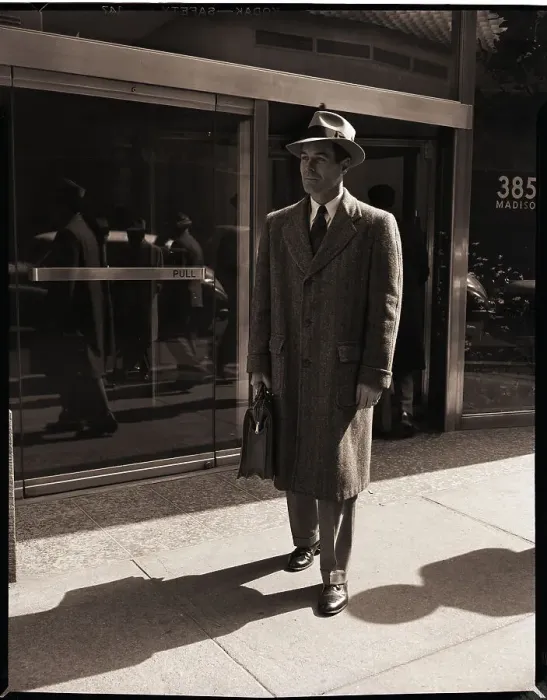 Framed Print : Salesman in Front of Building Framed Print : Salesman in Front of Building