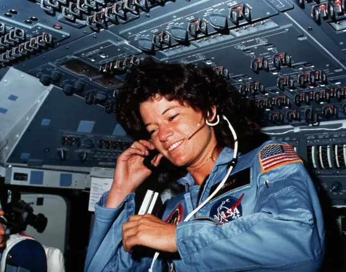 Framed Print : Sally Ride Communicating with Ground Control Framed Print : Sally Ride Communicating with Ground Control