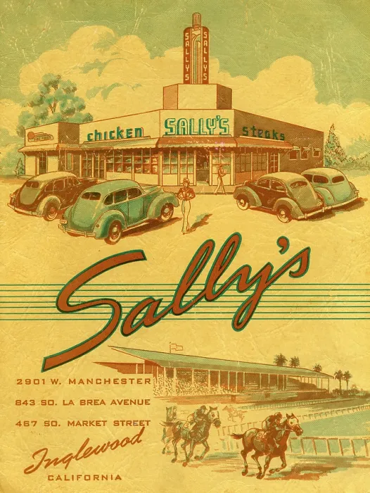 Framed Print : Sally's. USA - 1939: A menu for Sally's for 'Sally's Inglewood California' Framed Print : Sally's. USA - 1939: A menu for Sally's for 'Sally's Inglewood California'