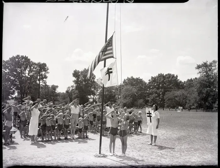 Framed Print : Saluting Flag at Tuberculosis Camp Framed Print : Saluting Flag at Tuberculosis Camp