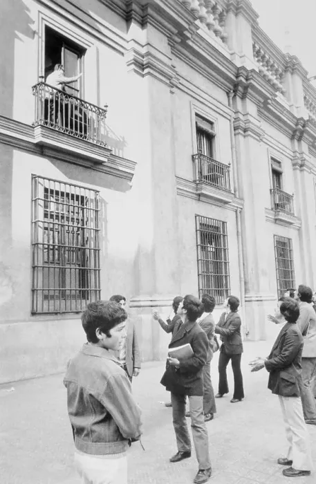 Framed Print : Salvador Allende Waving from Balcony Framed Print : Salvador Allende Waving from Balcony
