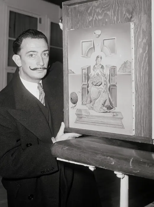 Framed Print : Salvador Dali Holding Framed Painting Framed Print : Salvador Dali Holding Framed Painting