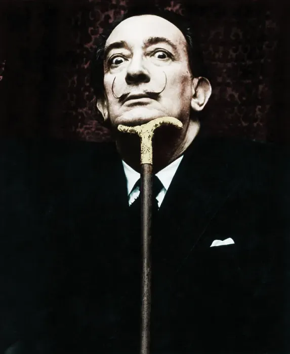 Framed Print : Salvador Dali Resting His Head on Cane Framed Print : Salvador Dali Resting His Head on Cane
