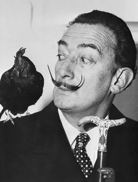 Framed Print : Salvador Dali with Rooster on Shoulder Framed Print : Salvador Dali with Rooster on Shoulder