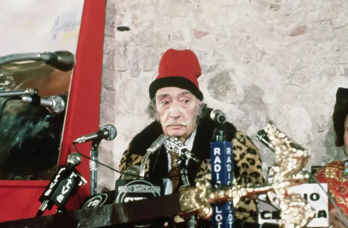 Framed Print : Salvador Dali Sitting Behind Microphones Framed Print : Salvador Dali Sitting Behind Microphones