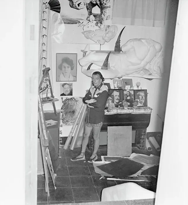 Framed Print : Salvador Dali Standing Near His Art Work Framed Print : Salvador Dali Standing Near His Art Work