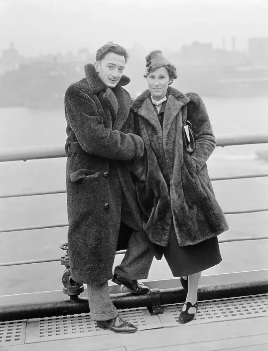 Framed Print : Salvador and Gala Dali Standing on Ship Deck